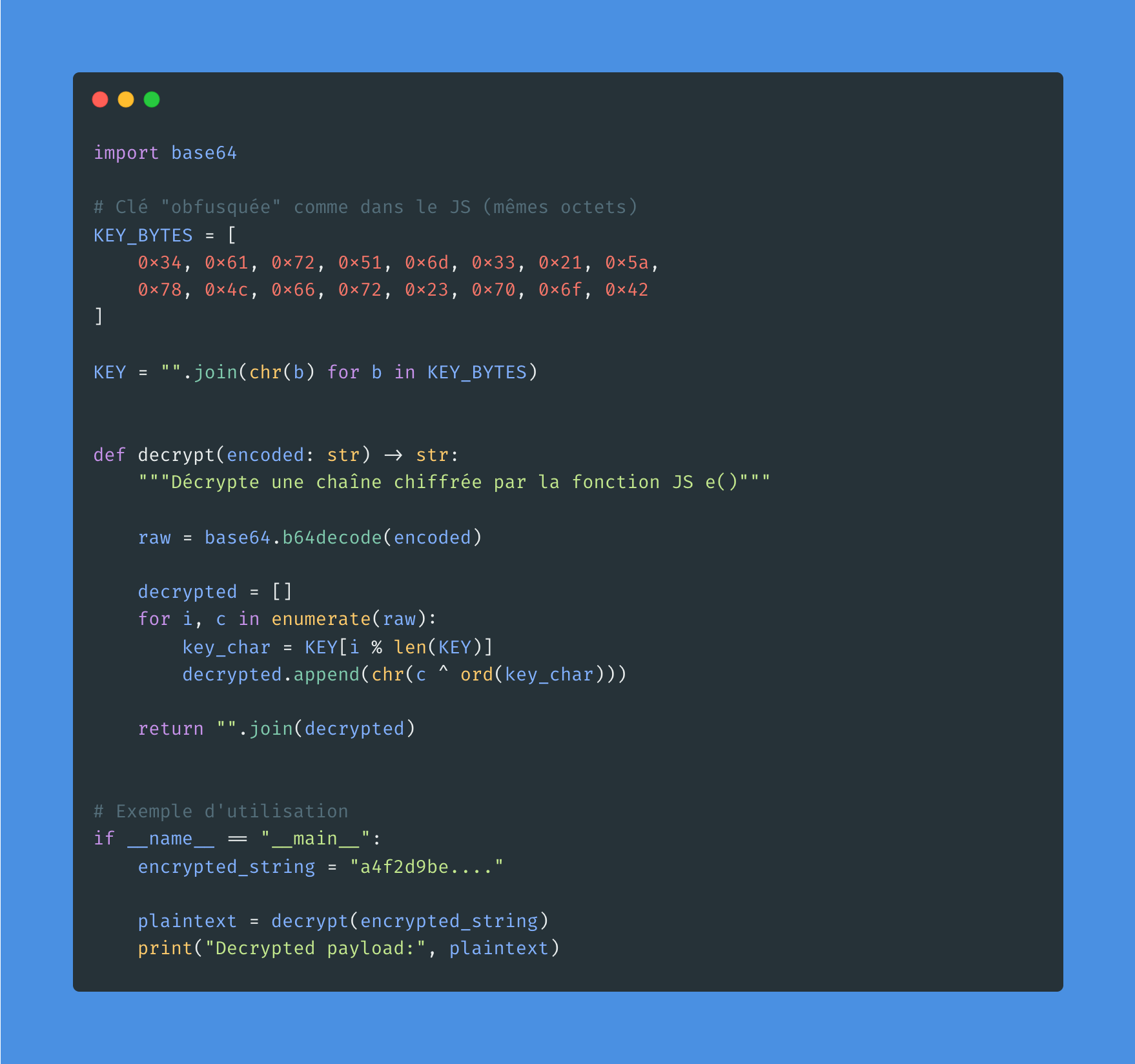 Script de déchiffrement